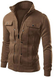 Sudadera de Manga Larga para Hombre, con Cierre de botón para Invierno, con Cuello hacia Abajo, Ajustada, para Hombre