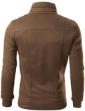 Sudadera de Manga Larga para Hombre, con Cierre de botón para Invierno, con Cuello hacia Abajo, Ajustada, para Hombre