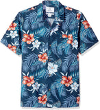 Amazon Brand - Camisa hawaiana tropical de algodón 100% con ajuste estándar de 28 palmeras para hombre